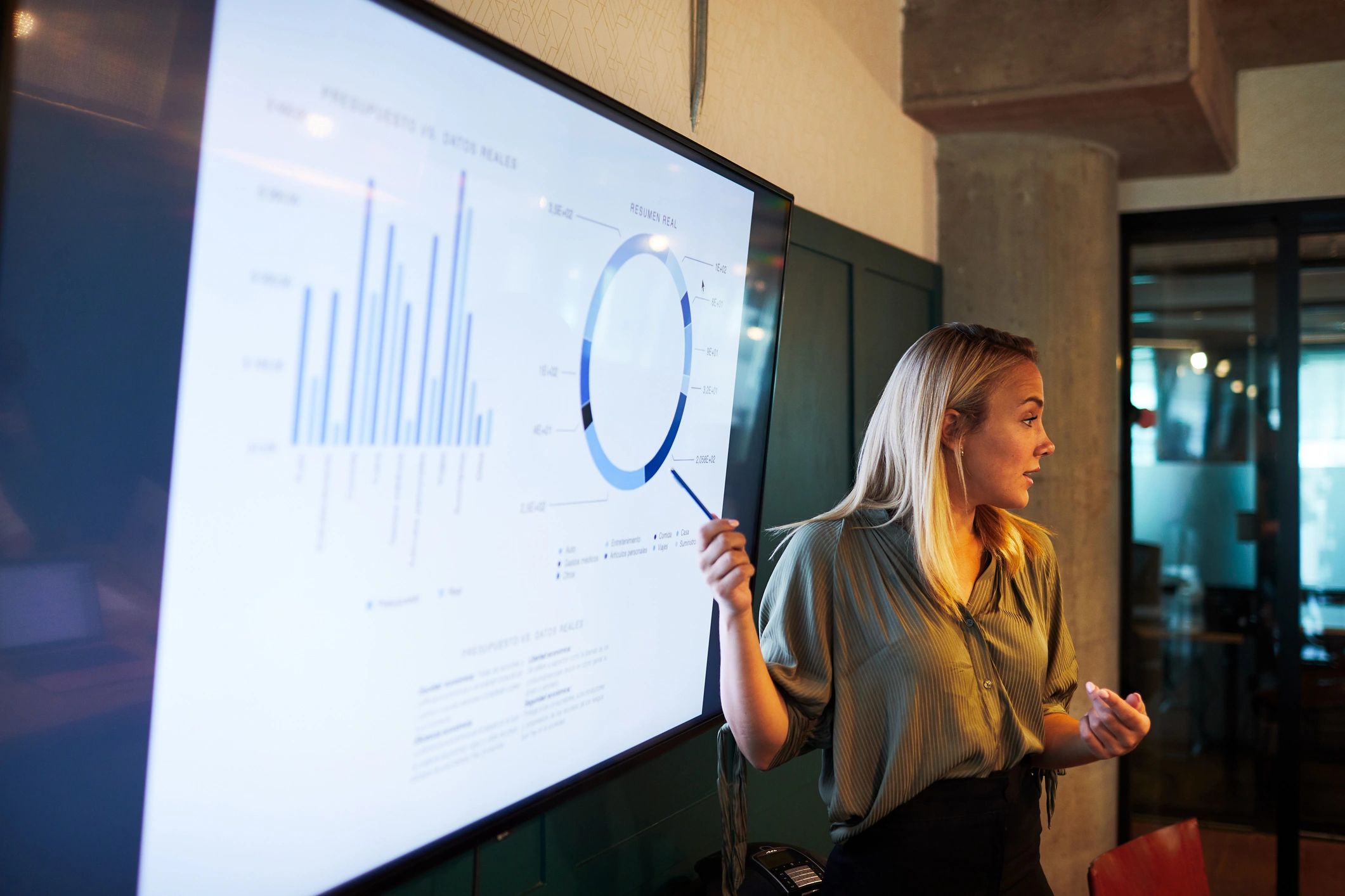 Professional presenting in an office setting